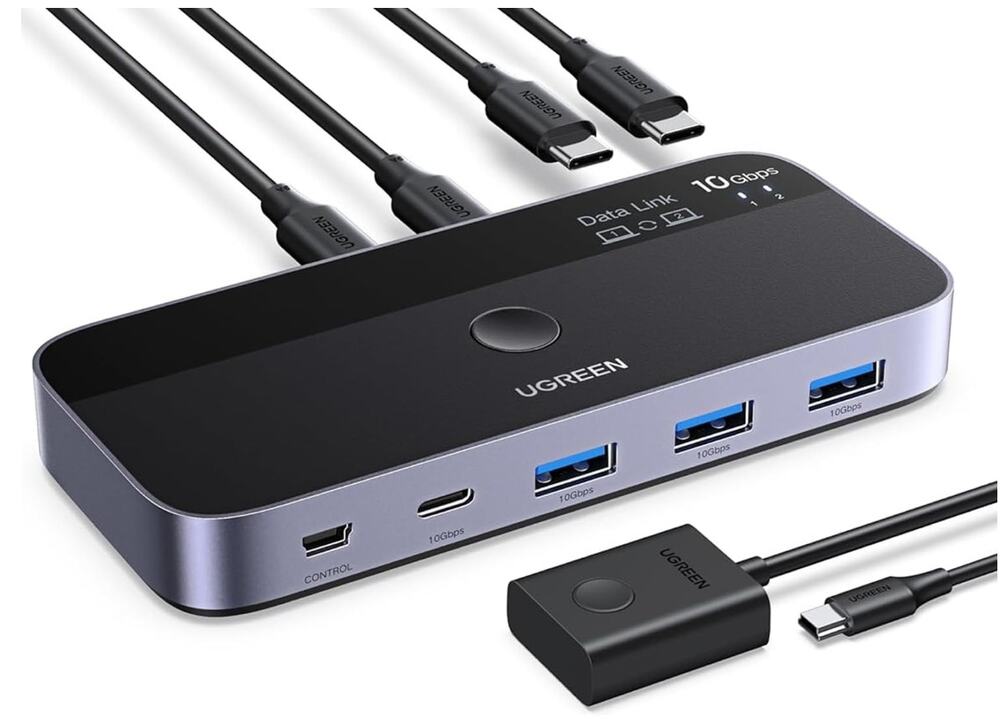 UGREEN USB-C 3.2 Gen 2 Switch 10Gbps 2 PC 4-Port USB Sharing Switch NEW